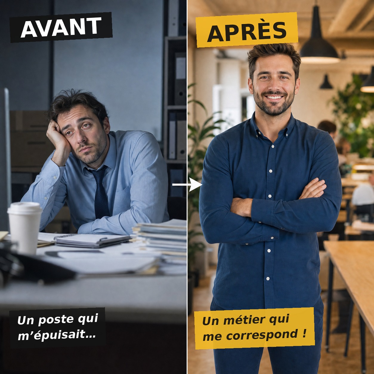 Avant / après une reconversion accompagnée